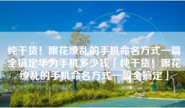纯干货！眼花缭乱的手机命名方式一篇全搞定华为手机多少钱「纯干货！眼花缭乱的手机命名方式一篇全搞定」