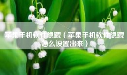 苹果手机软件隐藏（苹果手机软件隐藏怎么设置出来）