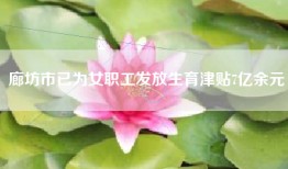 廊坊市已为女职工发放生育津贴7亿余元