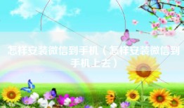 怎样安装微信到手机（怎样安装微信到手机上去）