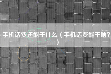 手机话费还能干什么（手机话费能干啥？）