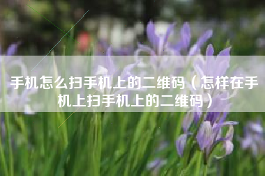 手机怎么扫手机上的二维码（怎样在手机上扫手机上的二维码）